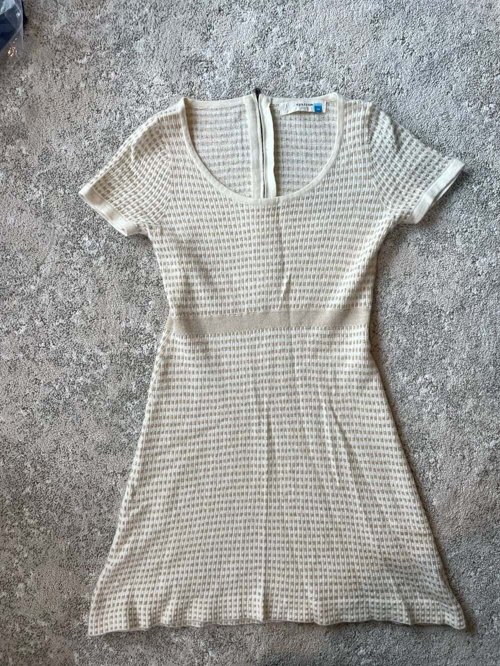 SPARROW Anthropologie Cashmere Wool Angora Cream & Gold Metallic Sweater Dress M